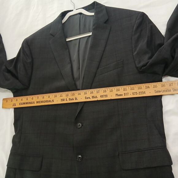 Jos.A.Bank Brrr Comfort Blazer 48L Slim-Fit Wool Charcoal Grey Window Pane Plaid - Picture 14 of 16